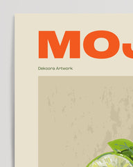 After Hover: Mojito Cocktail Illustration mit Schriftzug und Zutaten