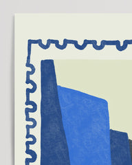 After Hover: Grüße aus Frankreich - Abstrakte Küstenlandschaft in Blau