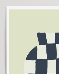 After Hover: Le Pot - Krug mit Schachbrettmuster in Blau-Weiß