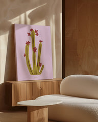 After Hover: Kaktus mit Blüten - Moderne Pflanzen Illustration