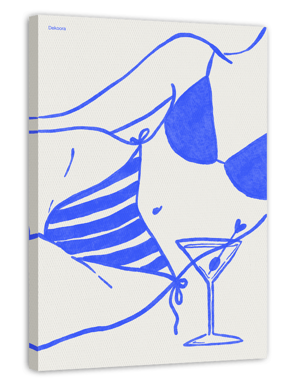 Bikini & Martini - Blaue Sommer Illustration
