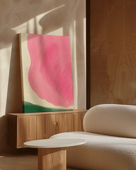 After Hover: Abstract Tulip - Minimalistische Kunst in Rosa-Grün