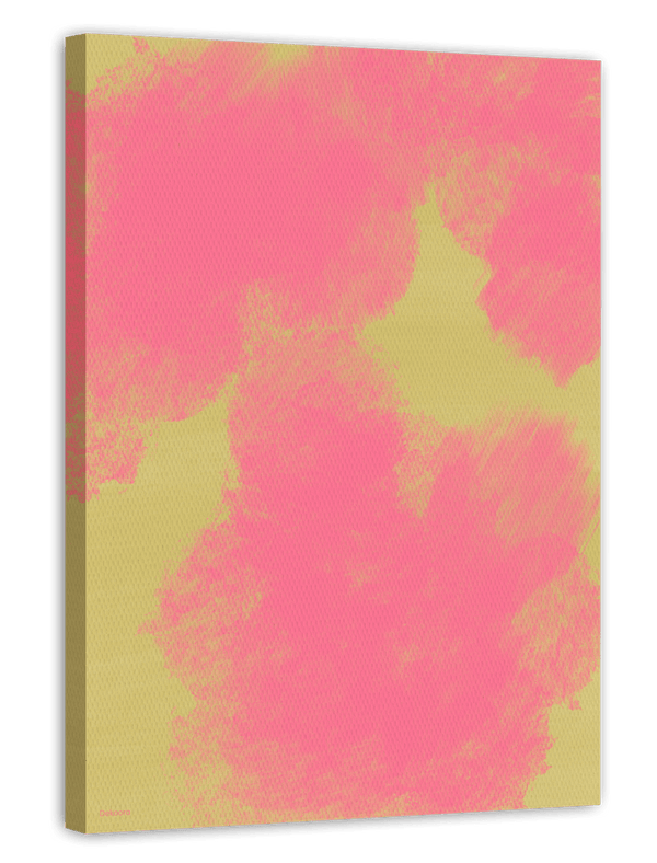 Abstrakte Pinselkunst - Rosa Wolken auf Gelb