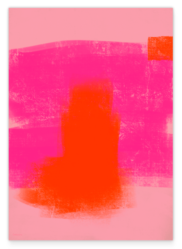 Hot Orange & Neon Pink - Color Blocking Art