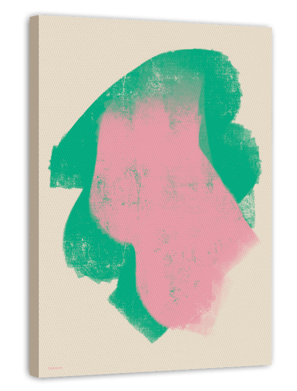 Abstrakte Kunst - Grün und rosa Pinselstriche