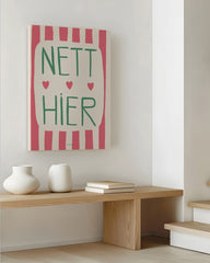 After Hover: Nett Hier - Schriftzug mit drei Herzen