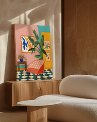 After Hover: Eclectic Lounge Chair auf buntem Mustermix