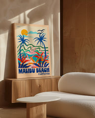 After Hover: Malibu Beach California - Buntes Urlaubsbild mit Palmen