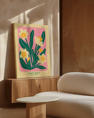 After Hover: Abstract Daffodils - Narzissen in Gelb und Rosa