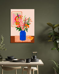 After Hover: Flowers of All Colours - Blumenstrauß in blauer Vase