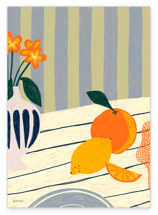 "Lemon Love & Orange Oasis" mit Streifen