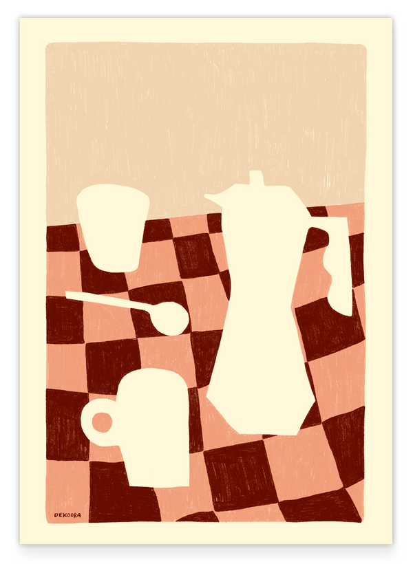 Coffee Essentials - Abstrakte Kaffee-Formen in Rot