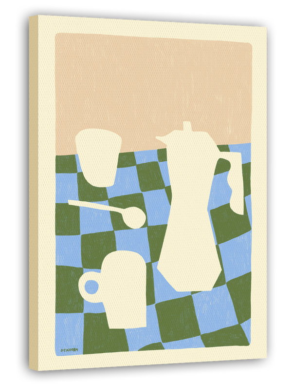 Coffee Essentials - Abstrakte Kaffee-Formen in Blau-Grün