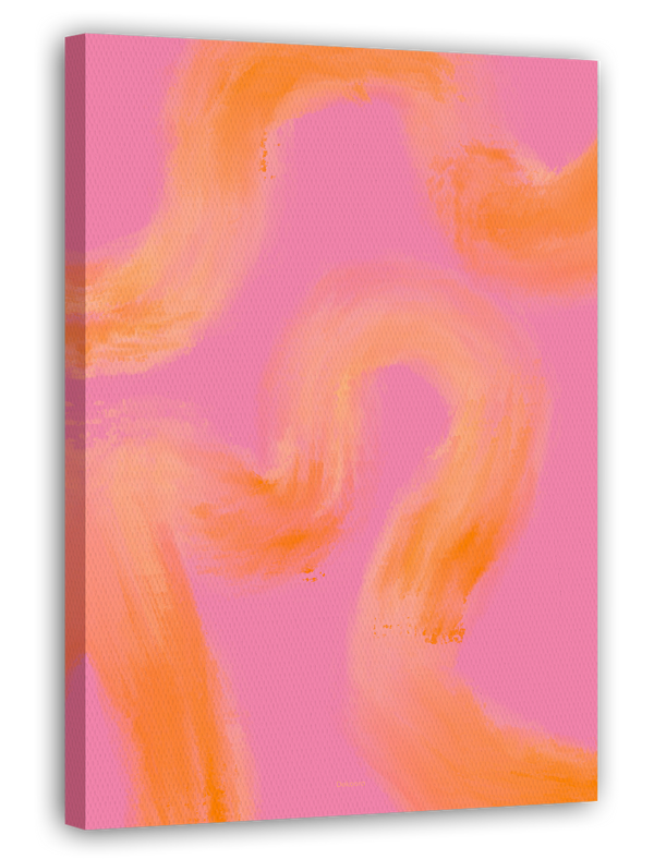 Peachy Paths I - Abstrakte Linien in Orange und Pink
