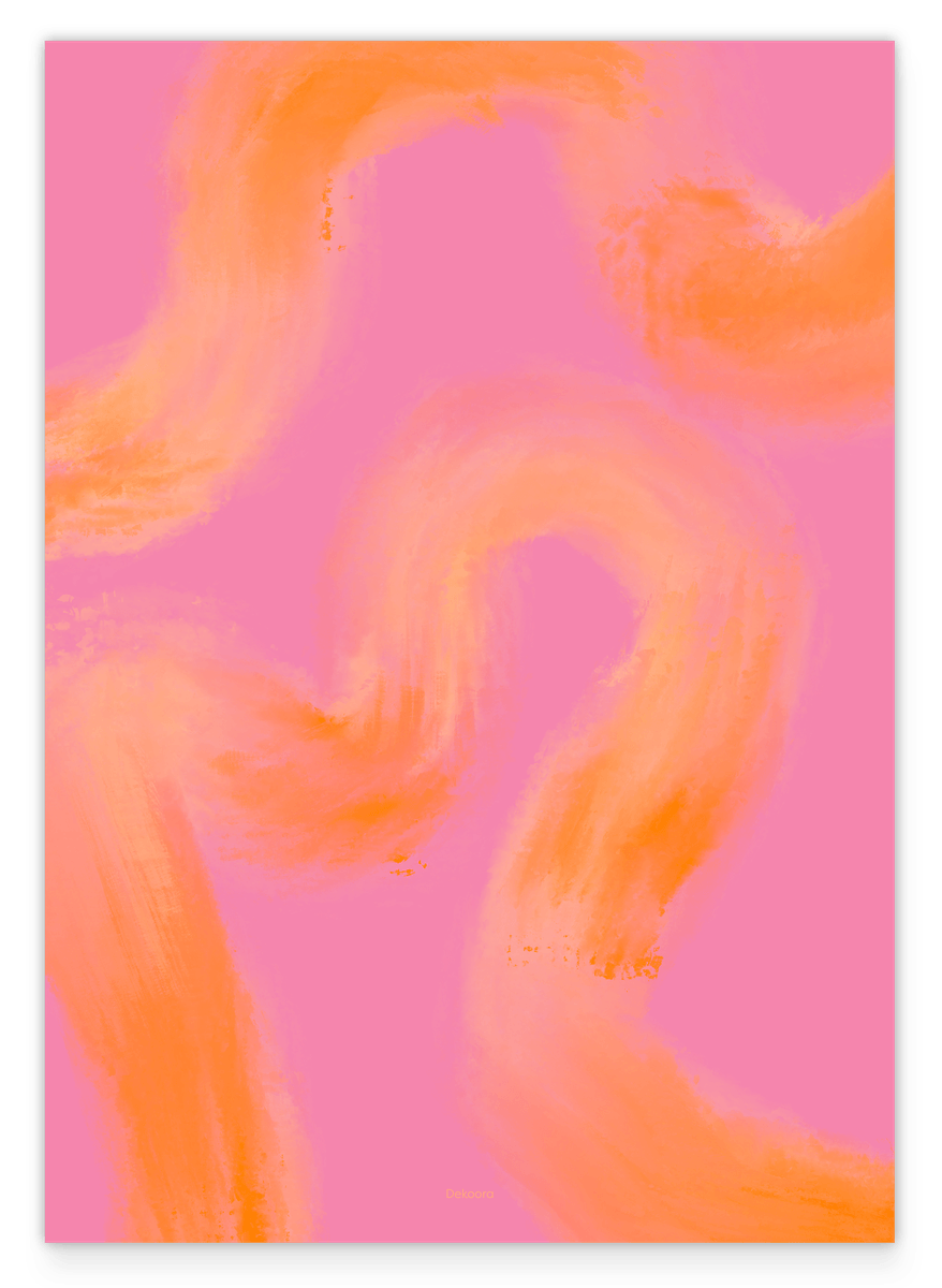 Peachy Paths I - Abstrakte Linien in Orange und Pink