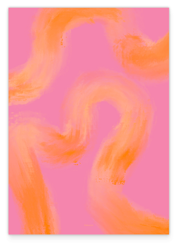 Peachy Paths I - Abstrakte Linien in Orange und Pink