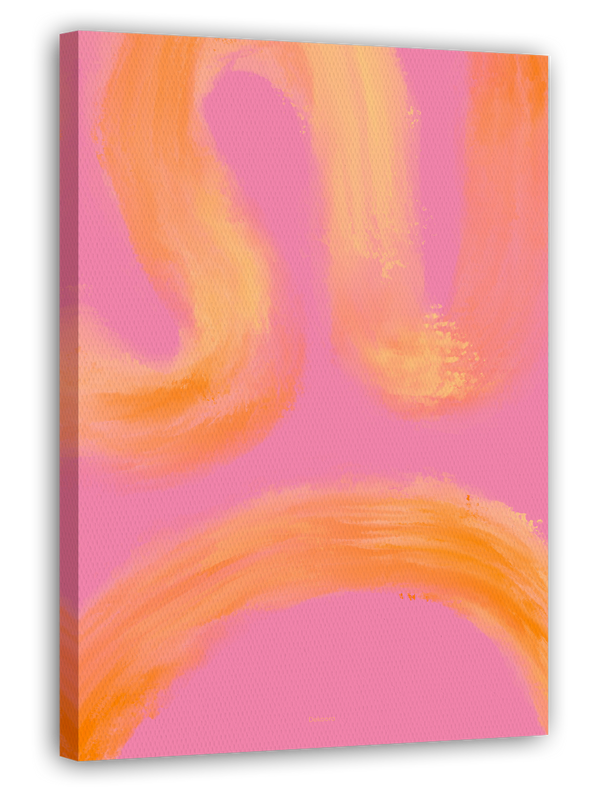 Peachy Paths II - Abstrakte Linien in Orange und Pink