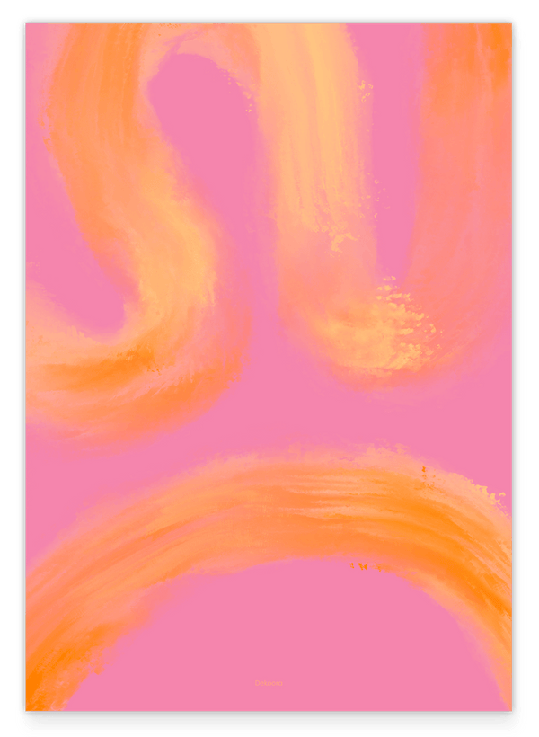 Peachy Paths II - Abstrakte Linien in Orange und Pink