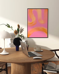 After Hover: Peachy Paths II - Abstrakte Linien in Orange und Pink