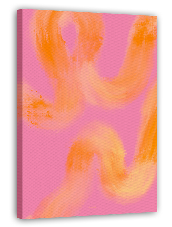 Peachy Paths III - Abstrakte Linien in Orange und Pink