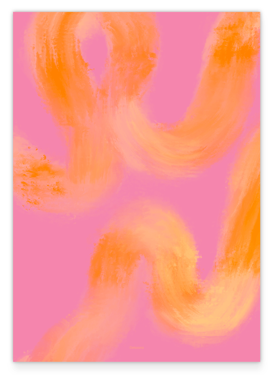 Peachy Paths III - Abstrakte Linien in Orange und Pink