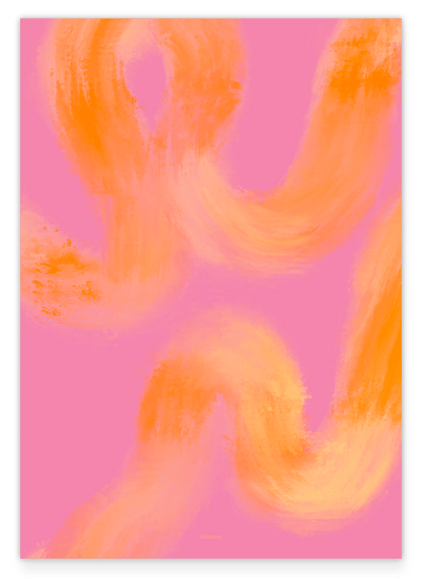 Peachy Paths III - Abstrakte Linien in Orange und Pink