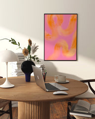 After Hover: Peachy Paths III - Abstrakte Linien in Orange und Pink