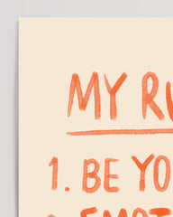 After Hover: "My Rules" in Orange - Happy Life Resolutions