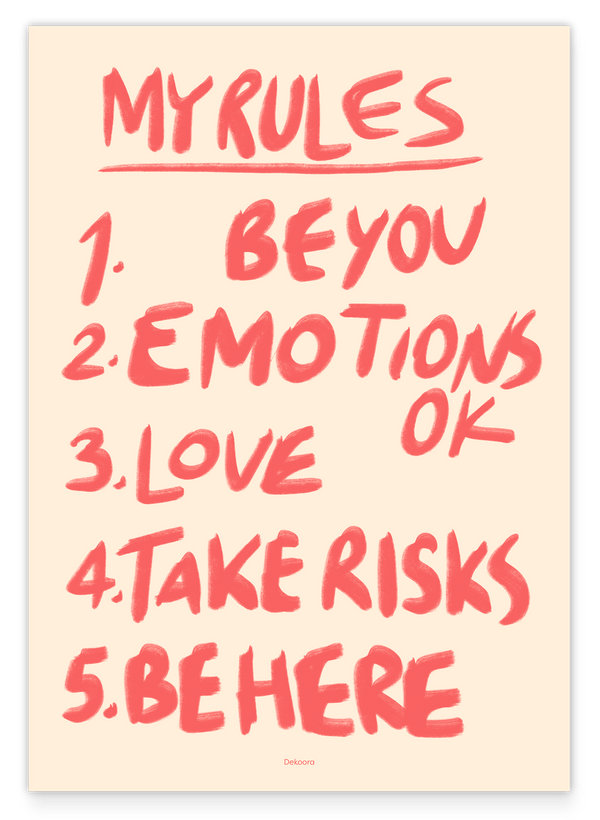 "My Rules" in Rot - Happy Life Resolutions