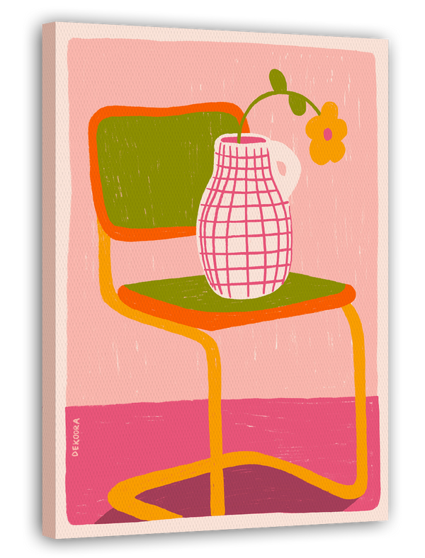 Sweet Seat - Bunter Retro Stuhl mit Blumenvase