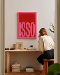 After Hover: Spruch "Isso" in Rot und Pink