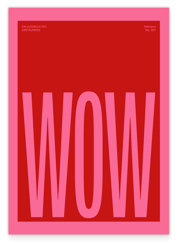 Spruch "Wow" in Rot-Pink