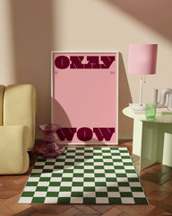 After Hover: Spruch "Okay Wow" in Dunkelrot