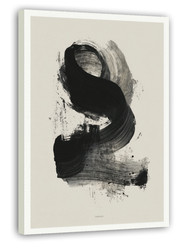 Black Brushpainting I - Abstrakte Wandkunst