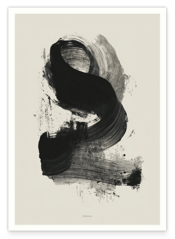 Black Brushpainting I - Abstrakte Wandkunst