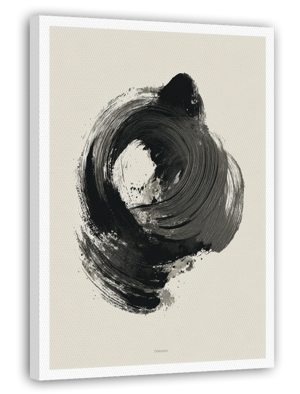 Black Brushpainting III - Abstrakte Kunst mit Kreis