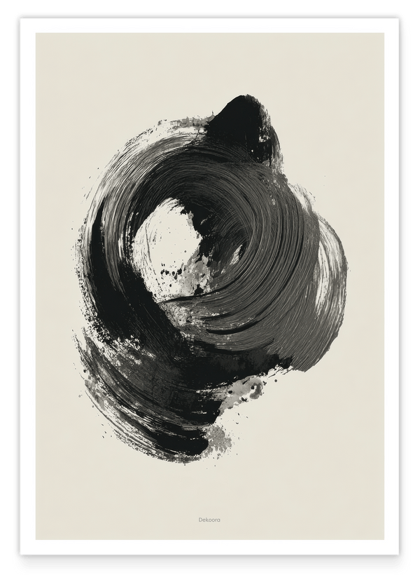 Black Brushpainting III - Abstrakte Kunst mit Kreis