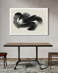 After Hover: "Black Bliss" No. 2 - Abstrakte Zeichnung im Querformat