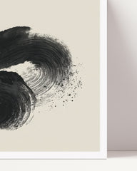 After Hover: "Black Bliss" No. 2 - Abstrakte Zeichnung im Querformat