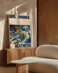 After Hover: Girl Dinner Aesthetic - Food Illustration in Beige