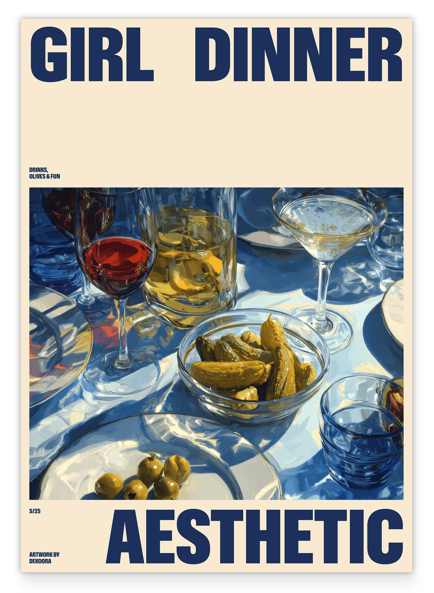 Girl Dinner Aesthetic - Food Illustration in Beige