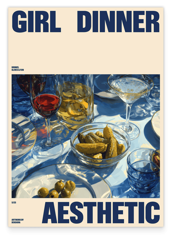 Girl Dinner Aesthetic - Food Illustration in Beige