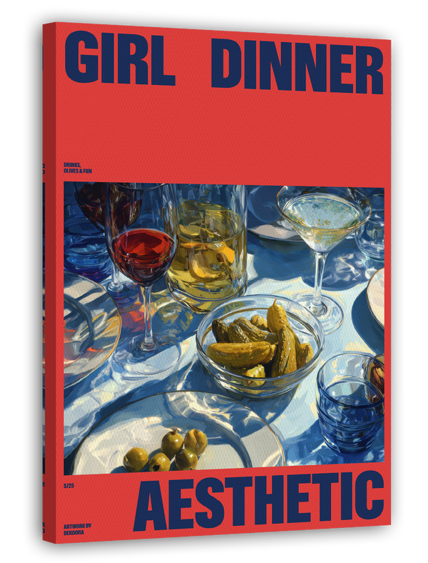 Girl Dinner Aesthetic - Food Illustration in Rot