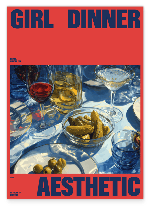 Girl Dinner Aesthetic - Food Illustration in Rot