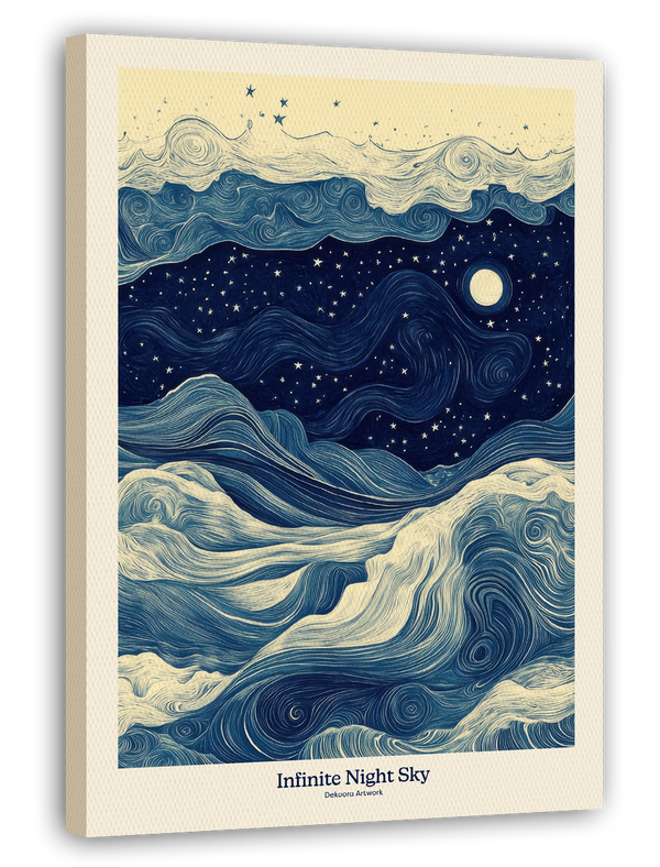 Infinite Nightsky - Vintage inspirierte Wellen Zeichnung