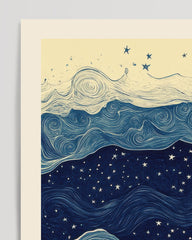 After Hover: Infinite Nightsky - Vintage inspirierte Wellen Zeichnung