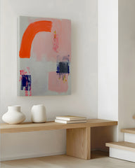 After Hover: Orange Arc - Abstrakte Kunst mit Bogen