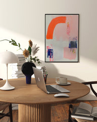 After Hover: Orange Arc - Abstrakte Kunst mit Bogen