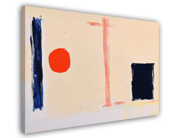 Red Spot Meets Black Square - Abstrakte Wandkunst