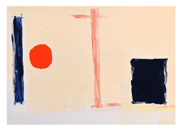 Red Spot Meets Black Square - Abstrakte Wandkunst